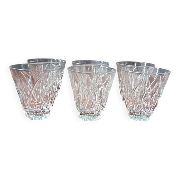 6 petits VERRES 8 cl en verre VMC Reims France vintage