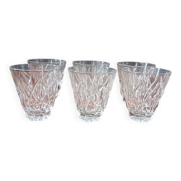 6 small 8 cl glasses in VMC glass Reims France vintage