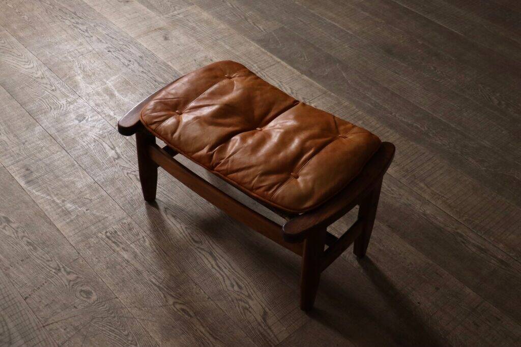 Jangada lounge chair with ottoman in cognac leather by Jean Gillon, Brazil, 1960s
