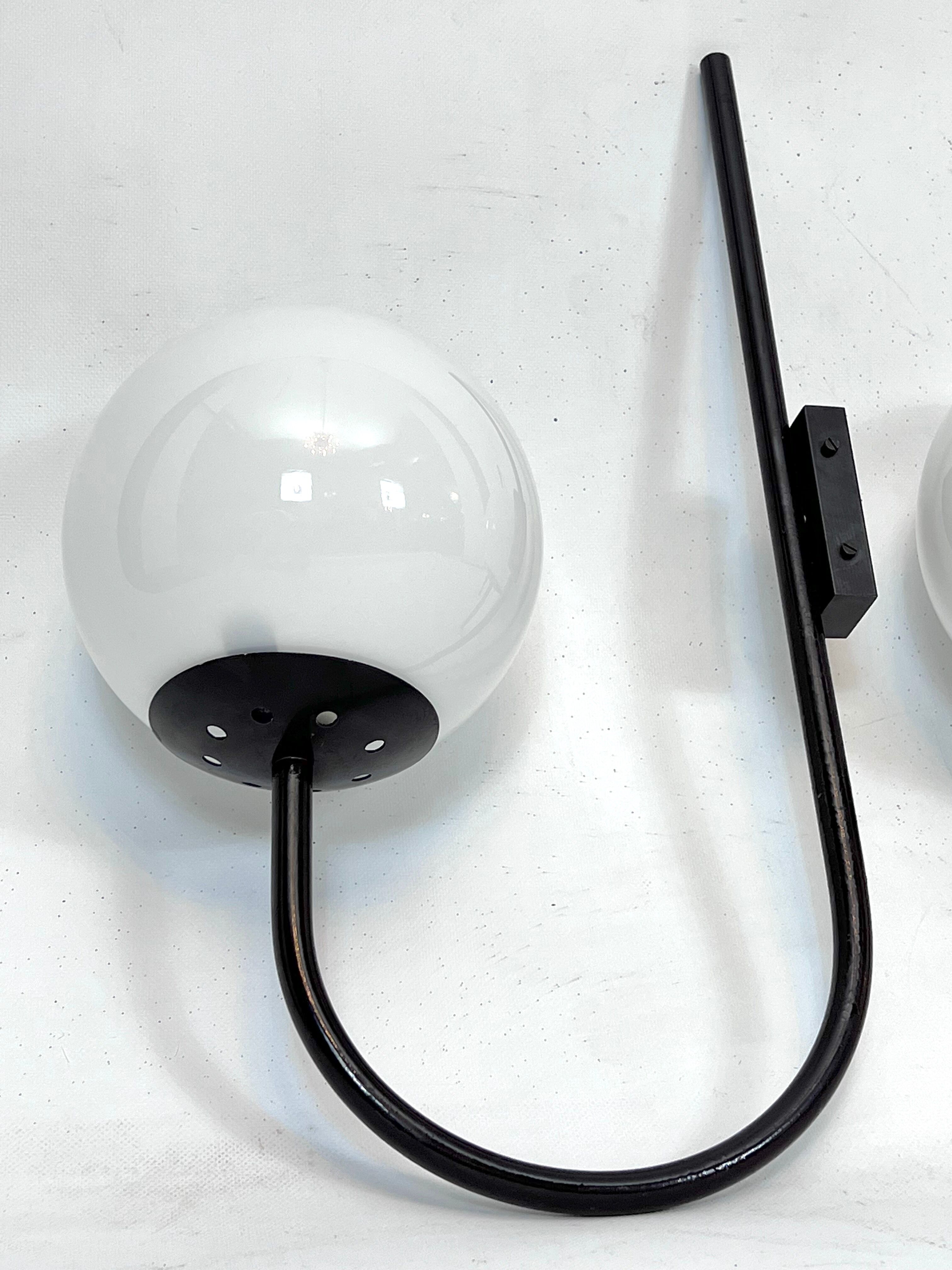 Mid-Century Italian set of three large sphere wall lamps from 60s