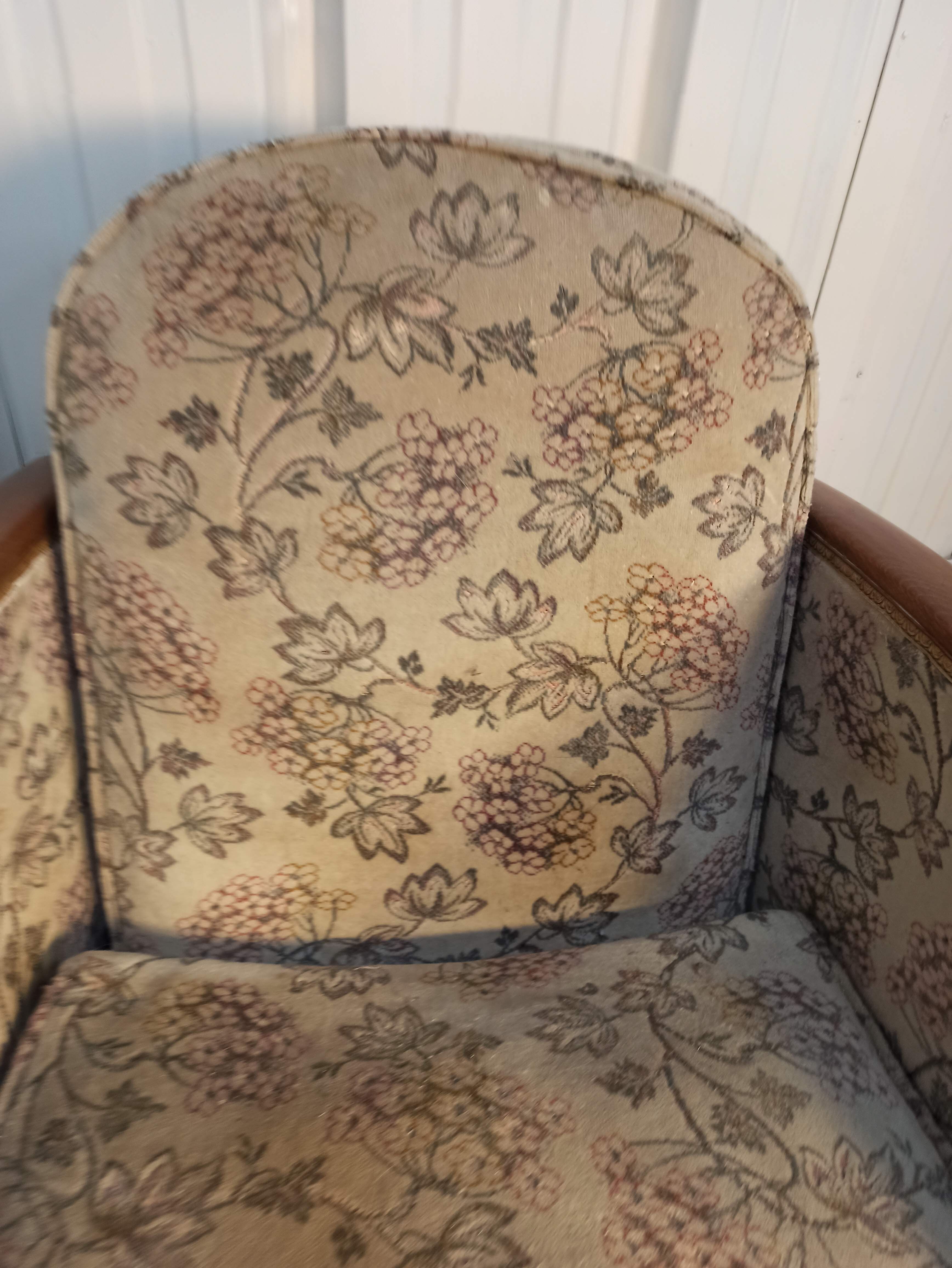 Art Deco armchair with system - original floral velvet fabric