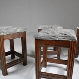 Tabourets vintage en pierre et bois x 4