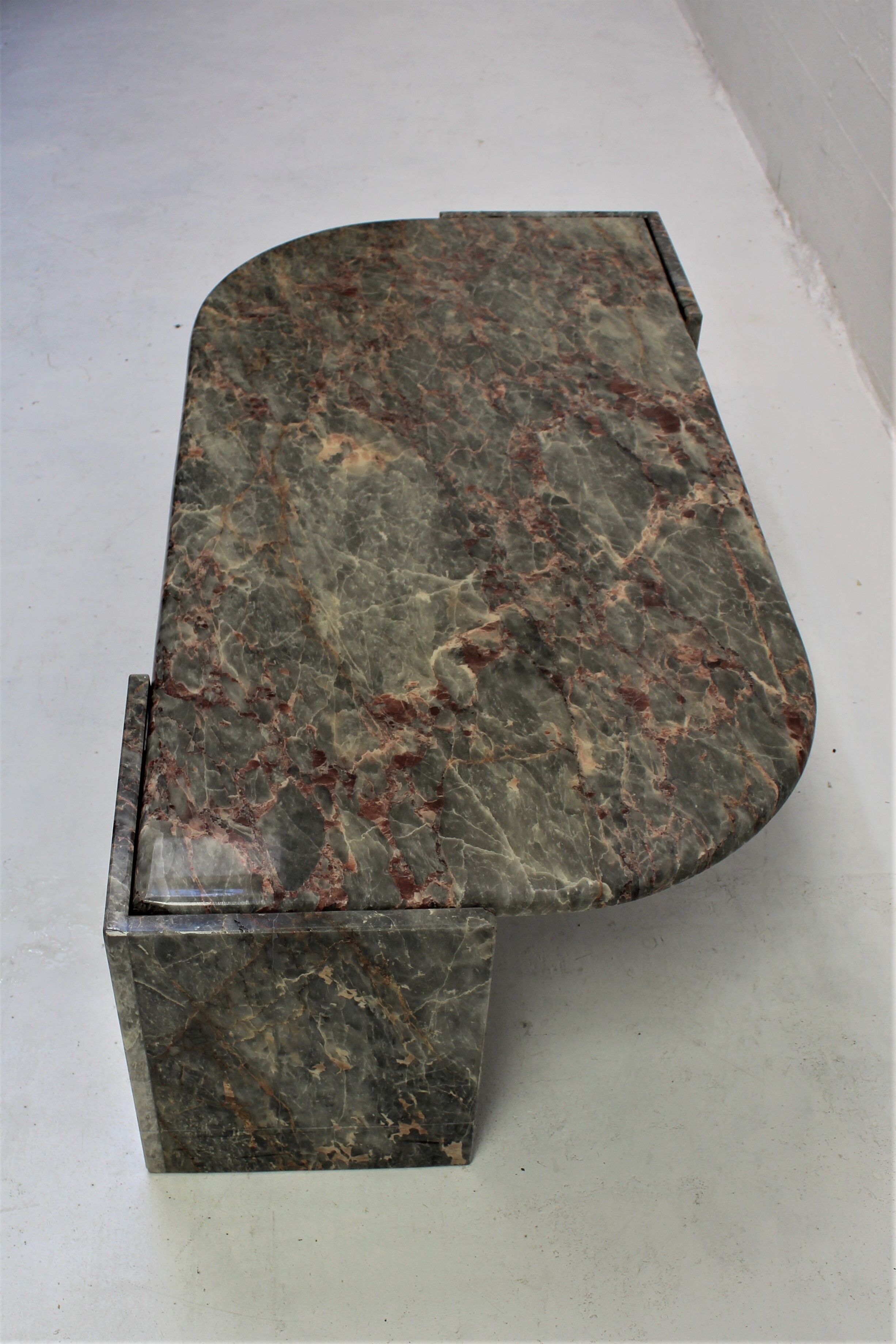 Vintage green and red marble coffee table