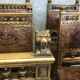 Suite of 9 Henry II chairs in walnut and leather - 1900s