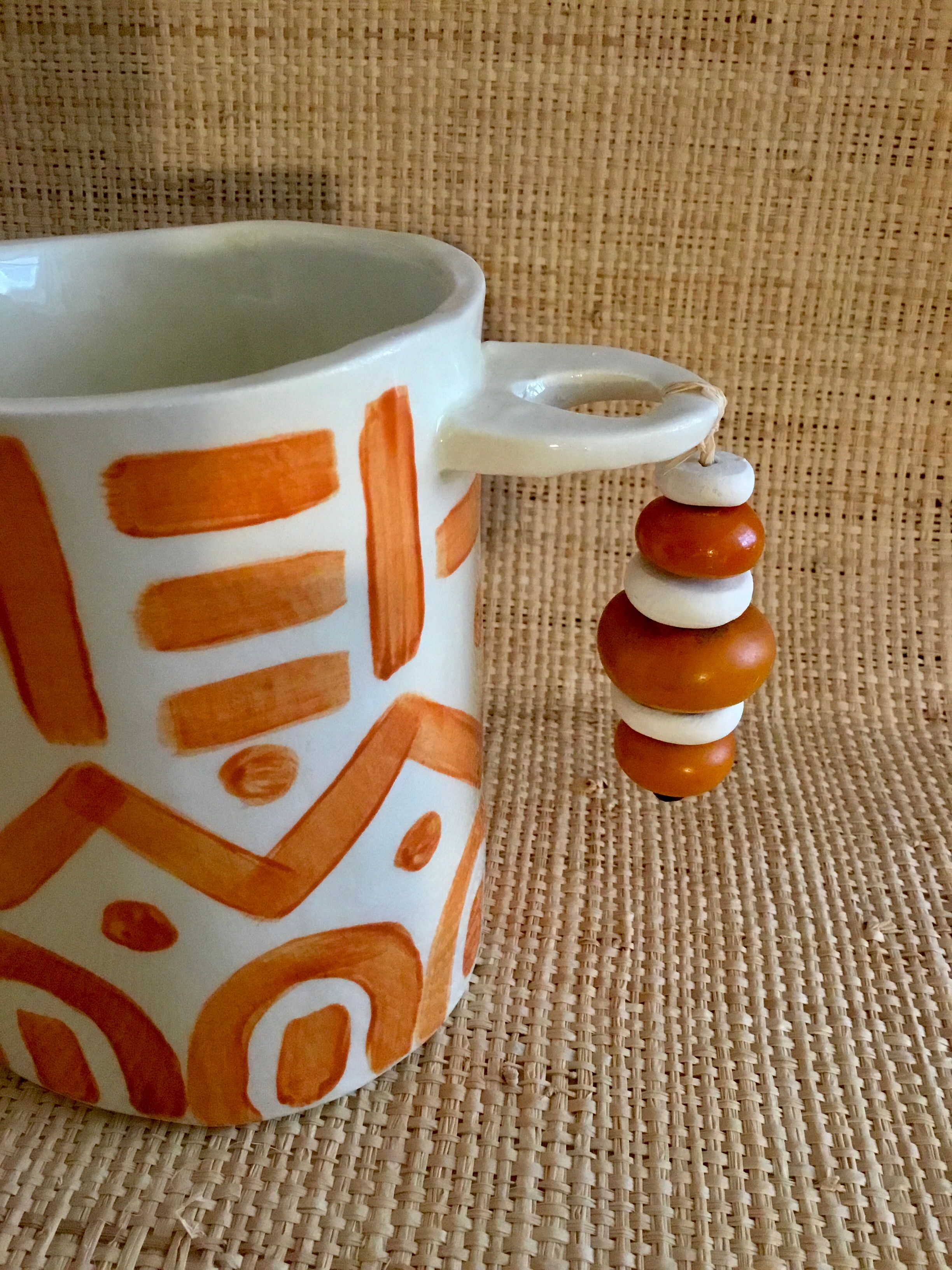 Hand-painted ceramic utensil pot