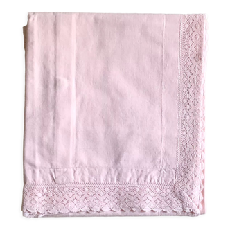 Antique cotton pillowcase pink tea
