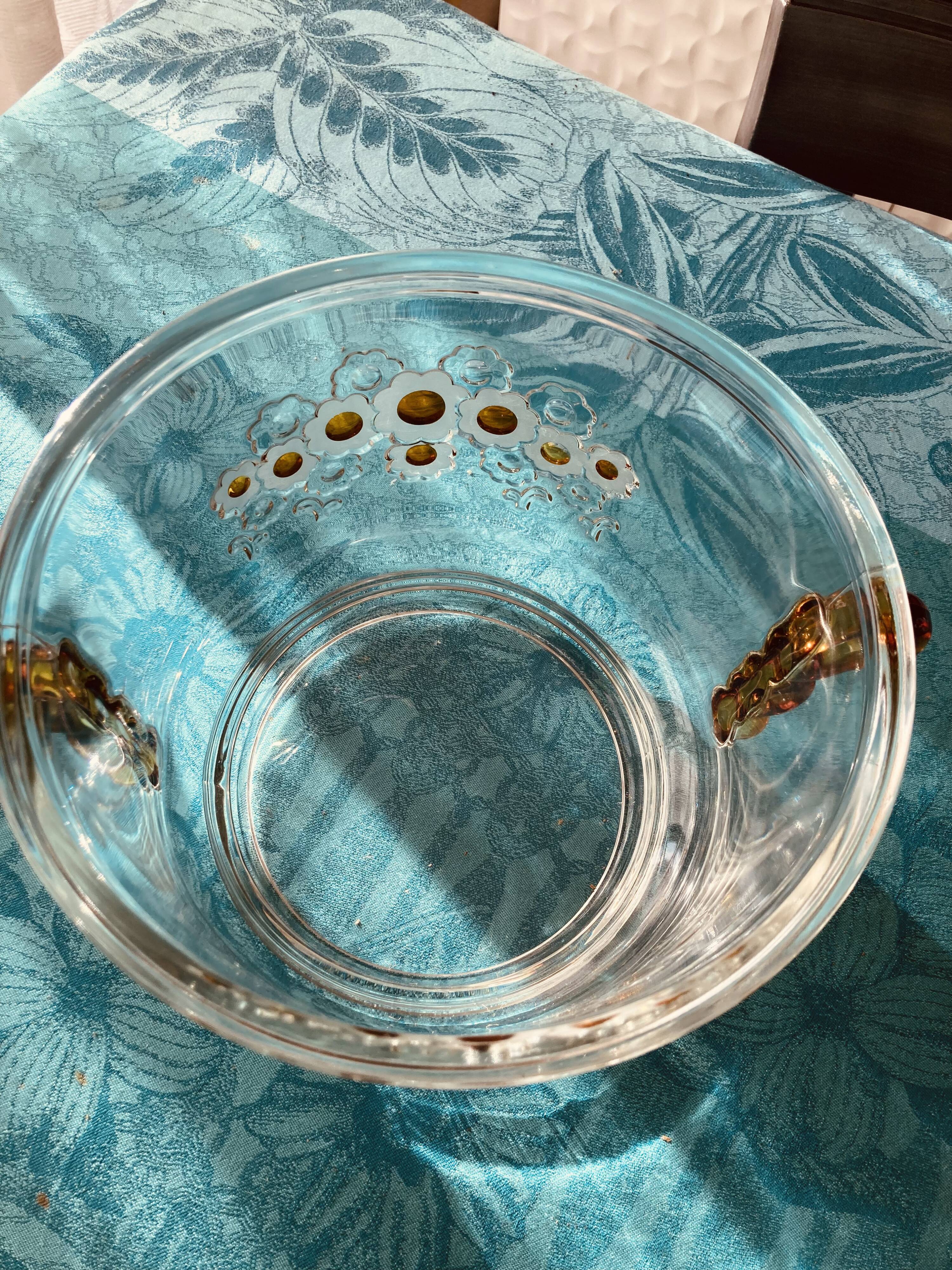 Vintage Walther punch bowl set + 6 floral cups - 1970s