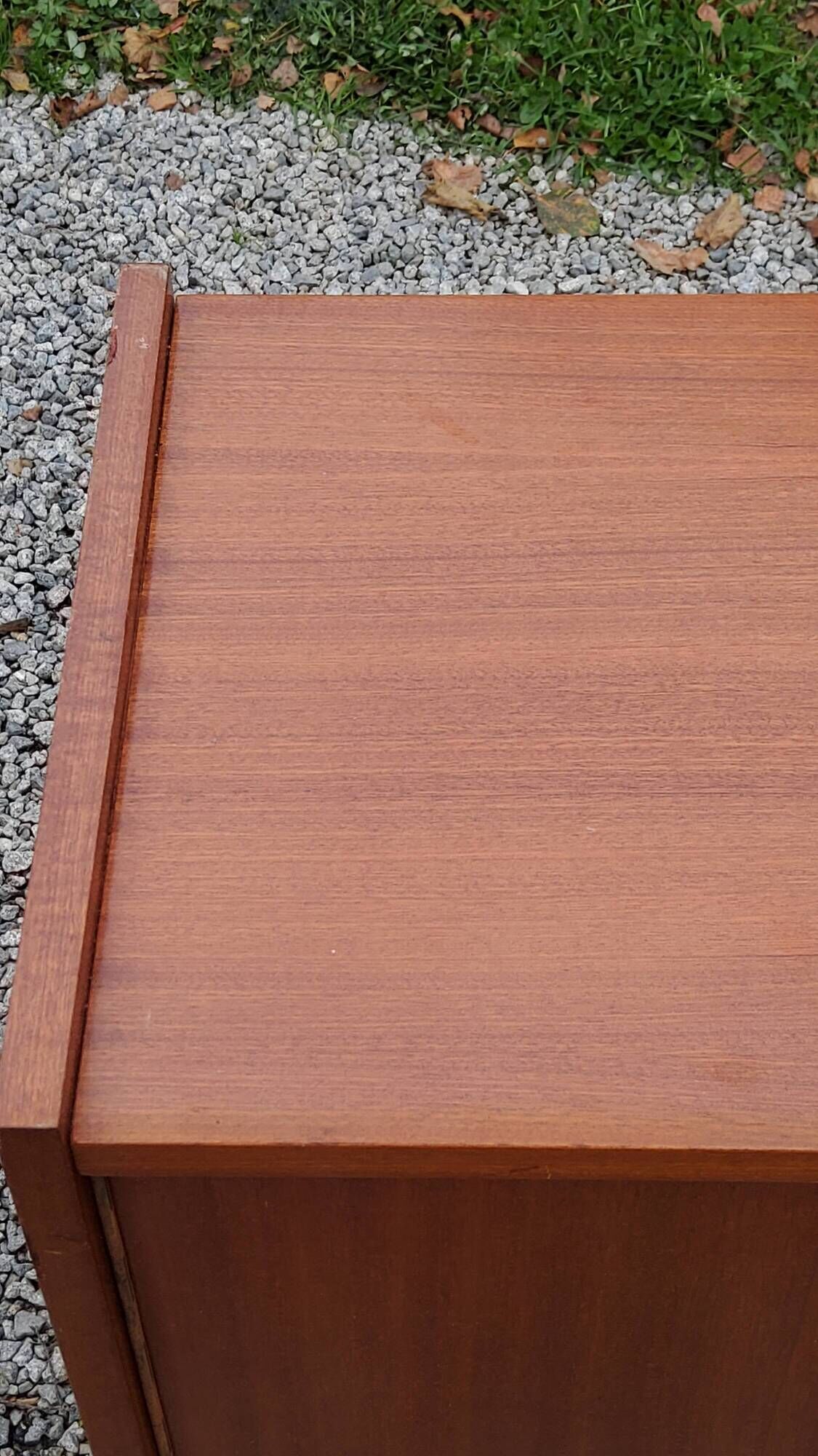 Pair of vintage mahogany sideboards with square metal legs from the 60s