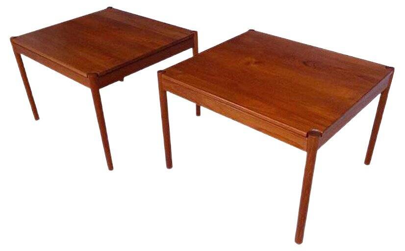 Tables d'appoint en teck danois modernes de Magnus Olesen, années 1960, ensemble de 2.