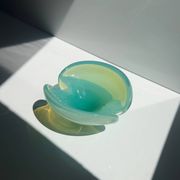 Vintage Murano uranium glass ashtray / vide poche, sommerso glass