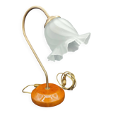 Brass and glass swan neck desk lamp in Art Nouveau style.