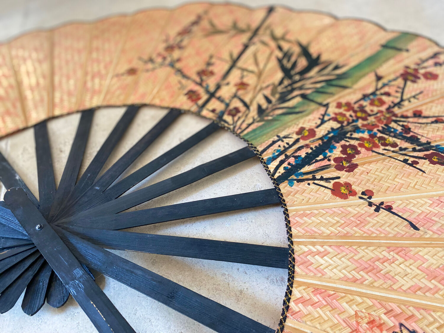 Bamboo and old cane fan (Chinese art)