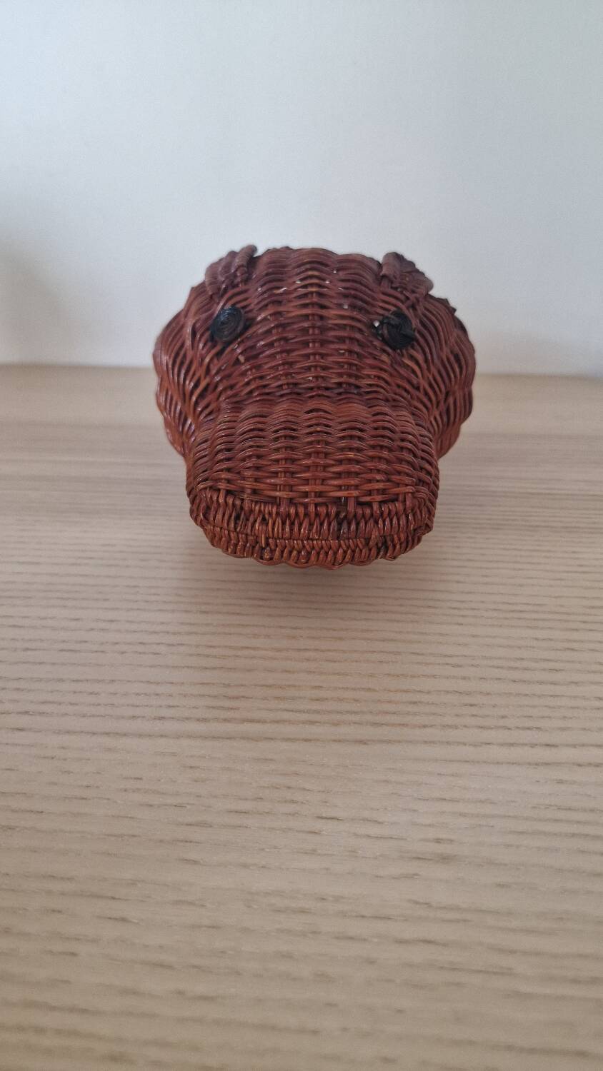Hippopotamus zoomorphic wicker basket