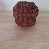 Hippopotamus zoomorphic wicker basket