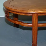 Vintage Oriental Low Table in Carved Brown Teak, China