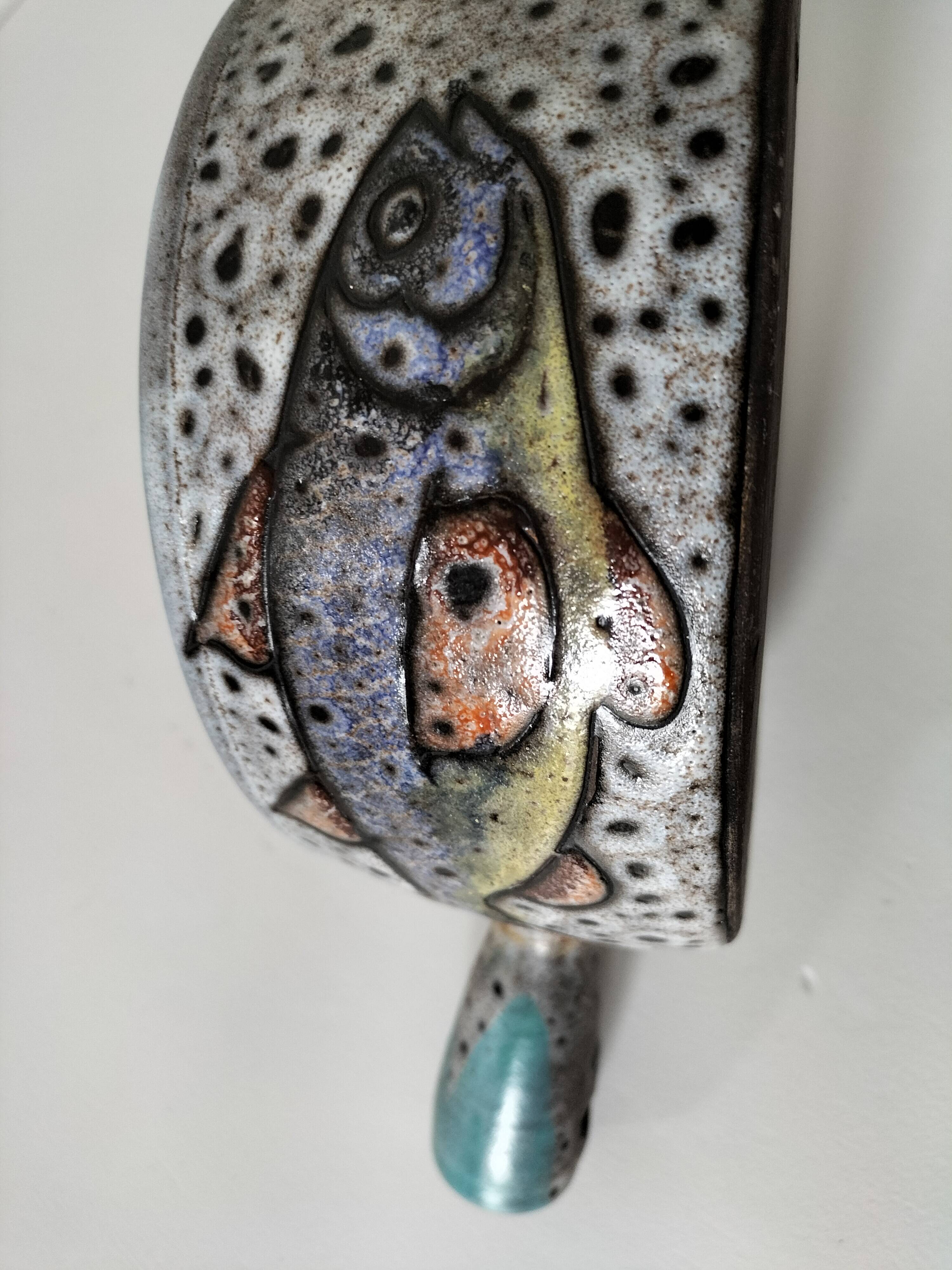 Italian ceramic dish with marine relief decoration from San Marino, 1960s-70s