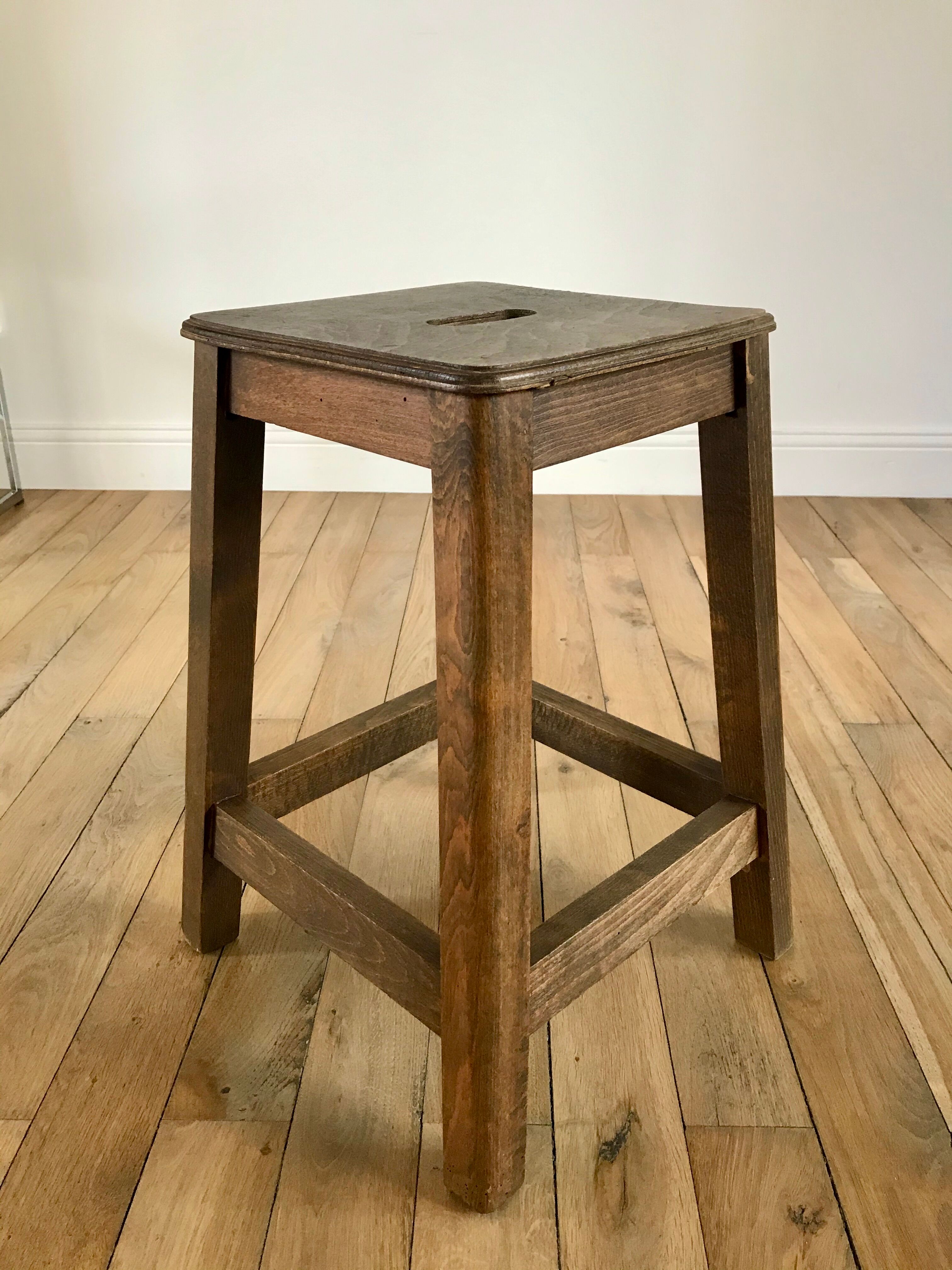 1950s wooden workshop stool