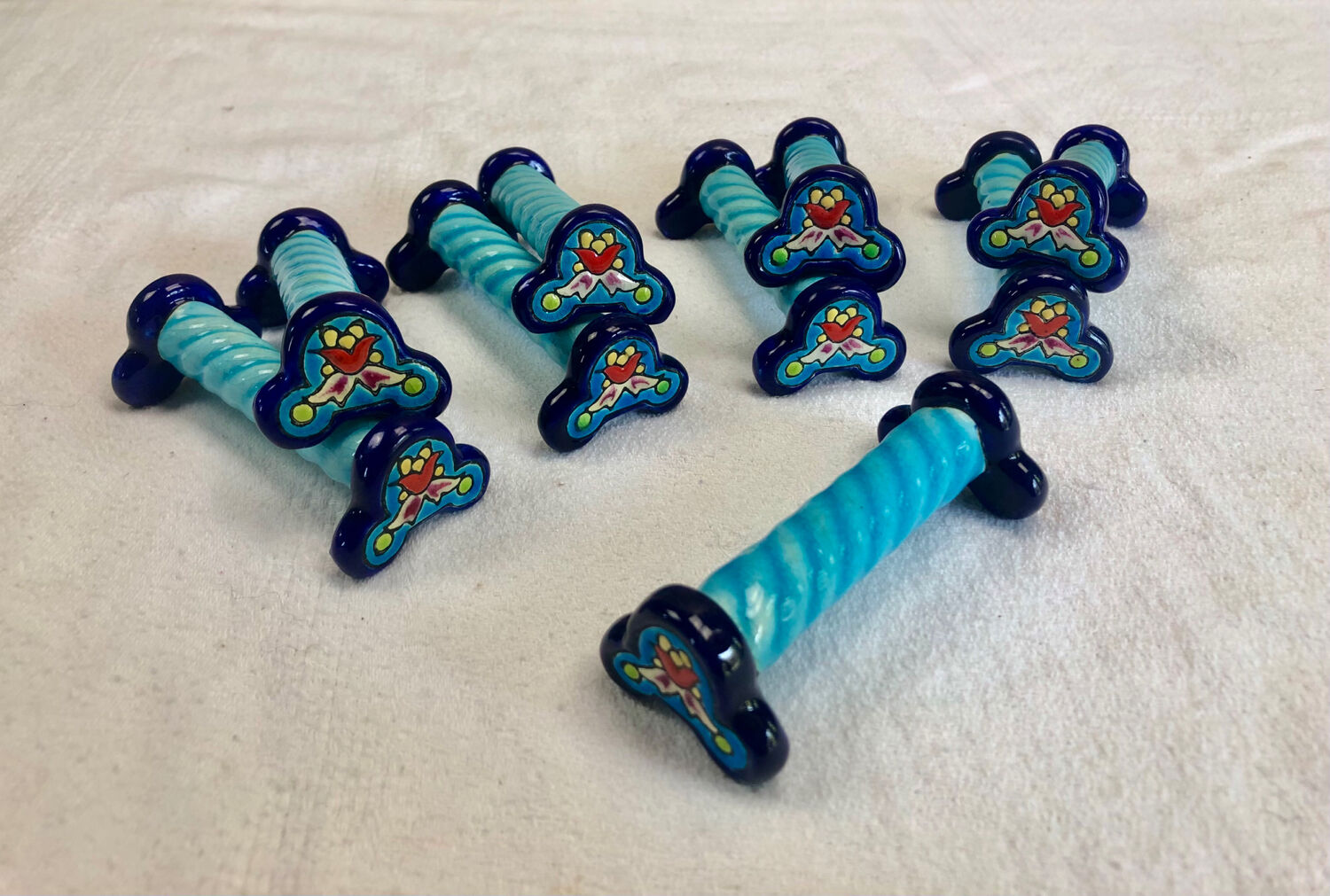 9 knife holders Enamels of Longwy