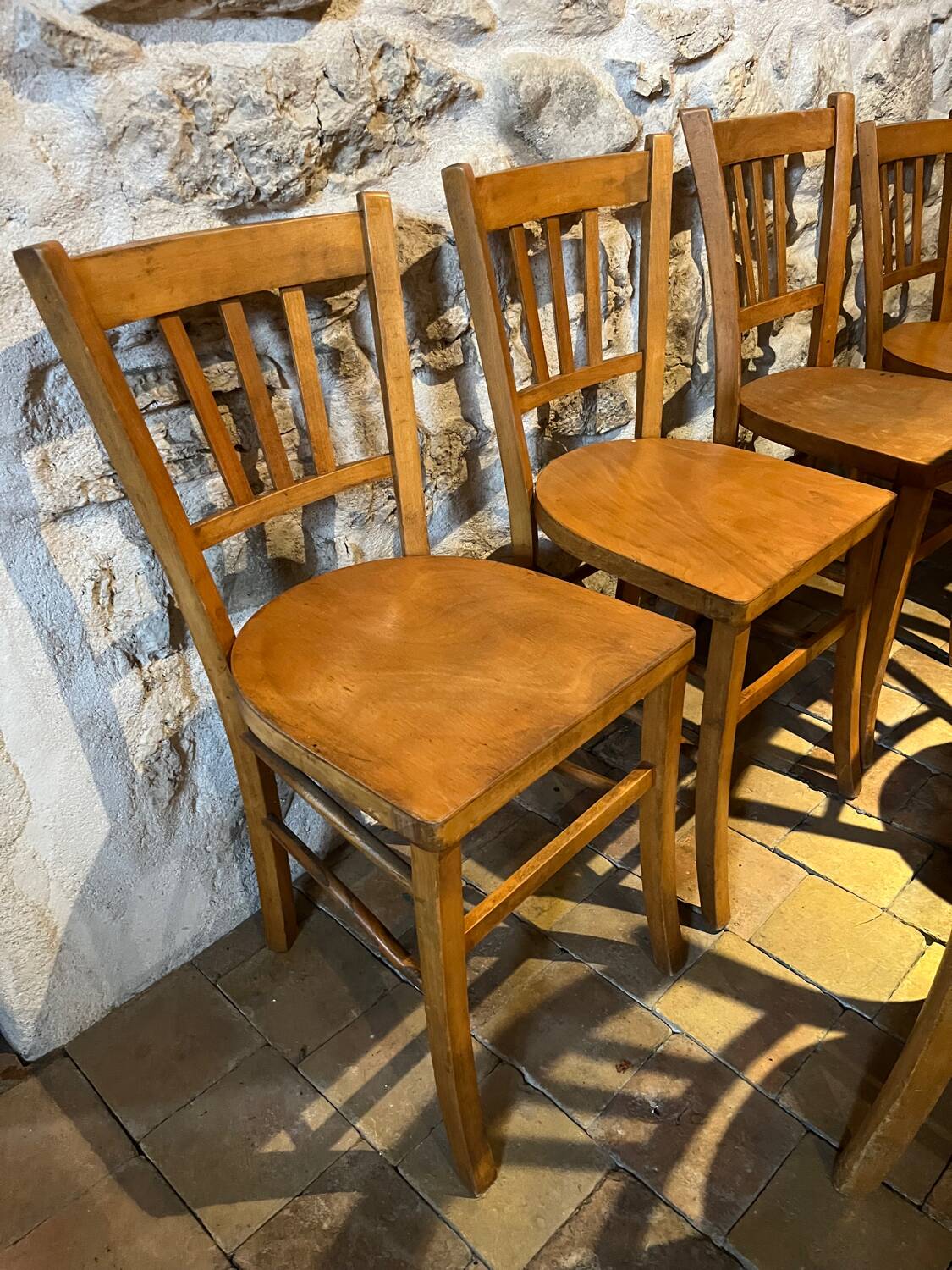 Lot de 8 chaises bistrot 1950