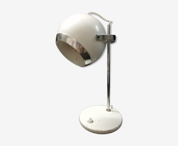 Lampe de bureau monteuse, eye ball blanche, space age, années 70