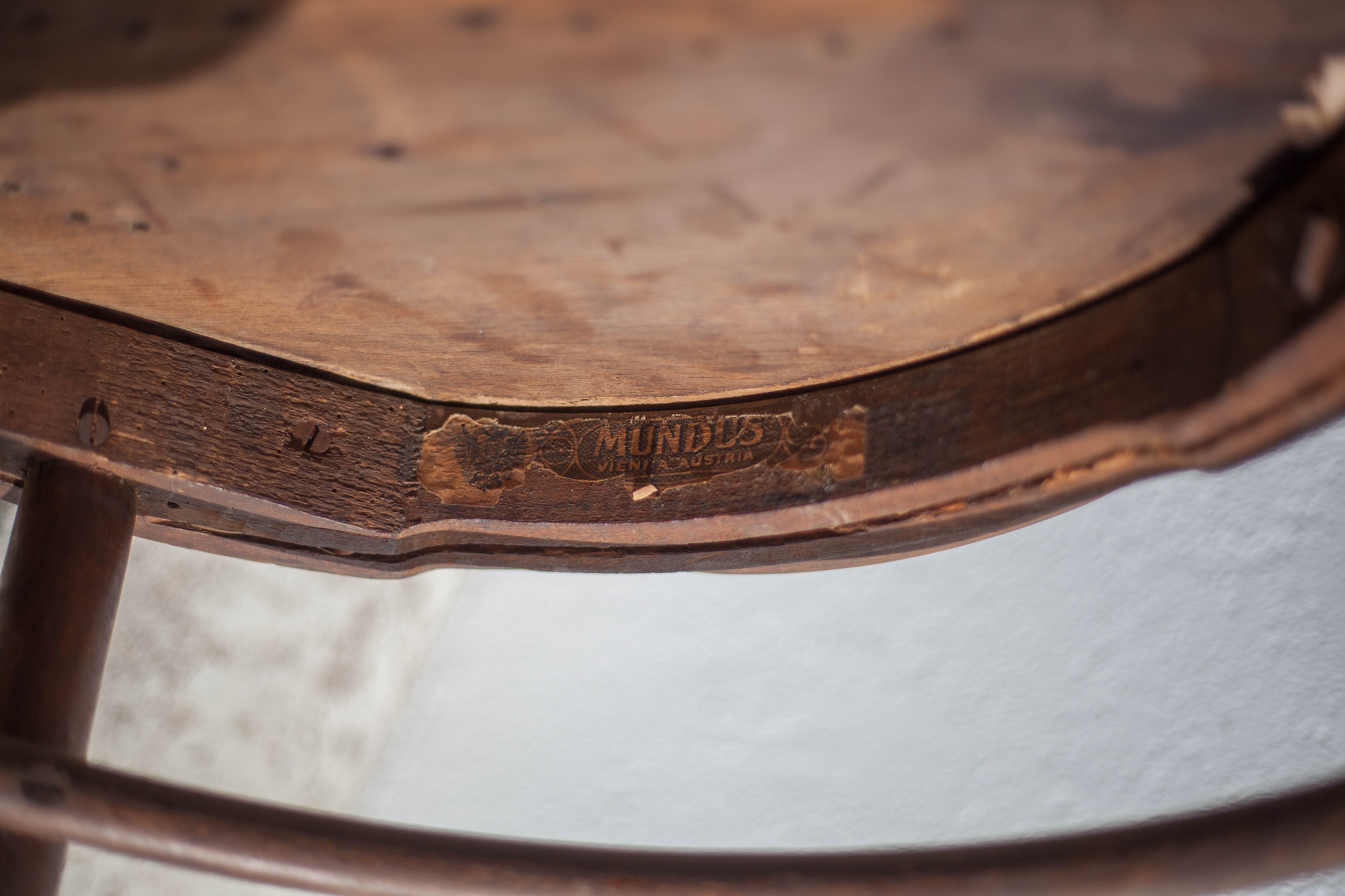 Curved wooden armchair Mundus vienna Austria, curved wooden chair, living room, bookcase, 20's