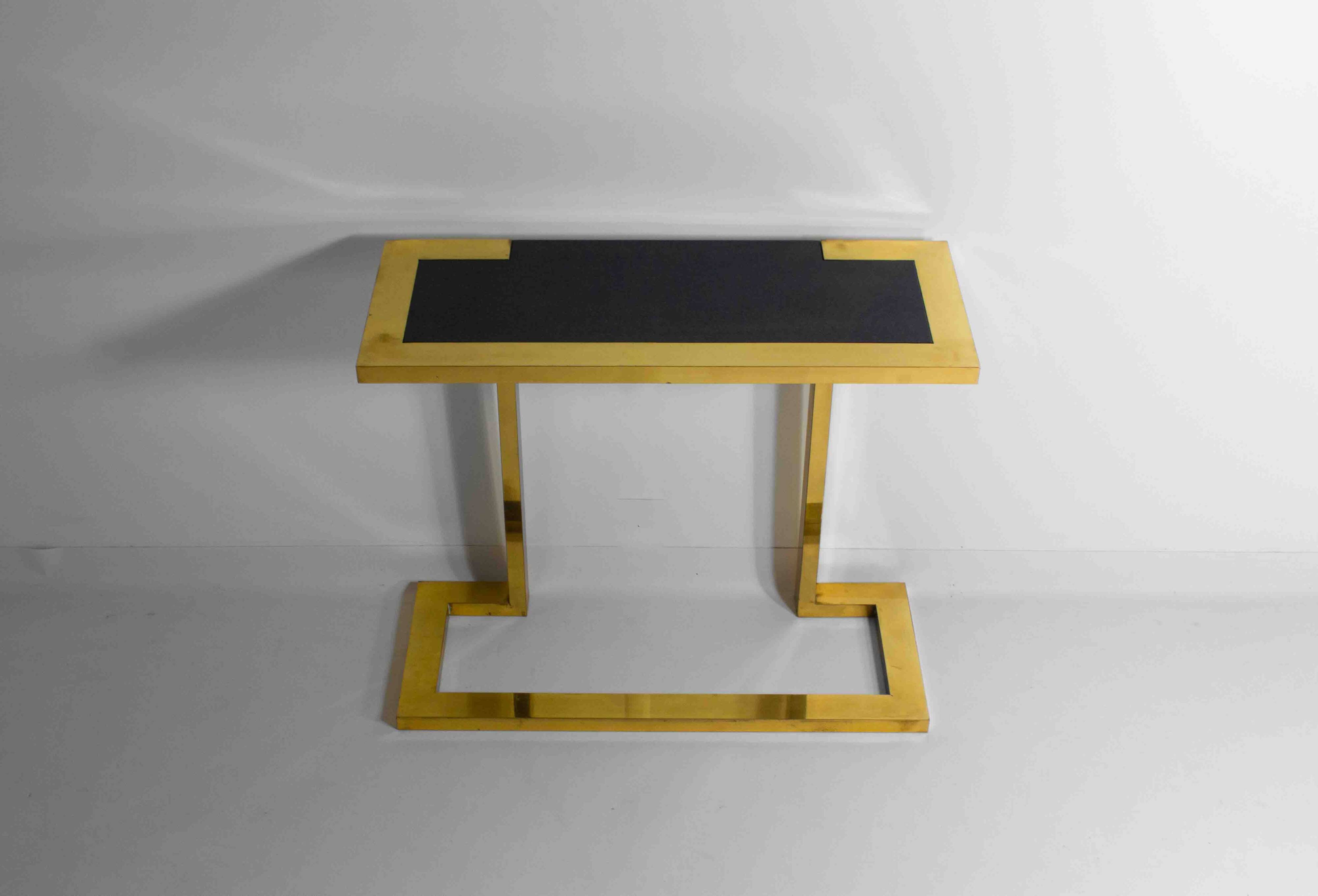 Rare Nucci Valsecchi console in bronze and blue granite, Italy 1970s