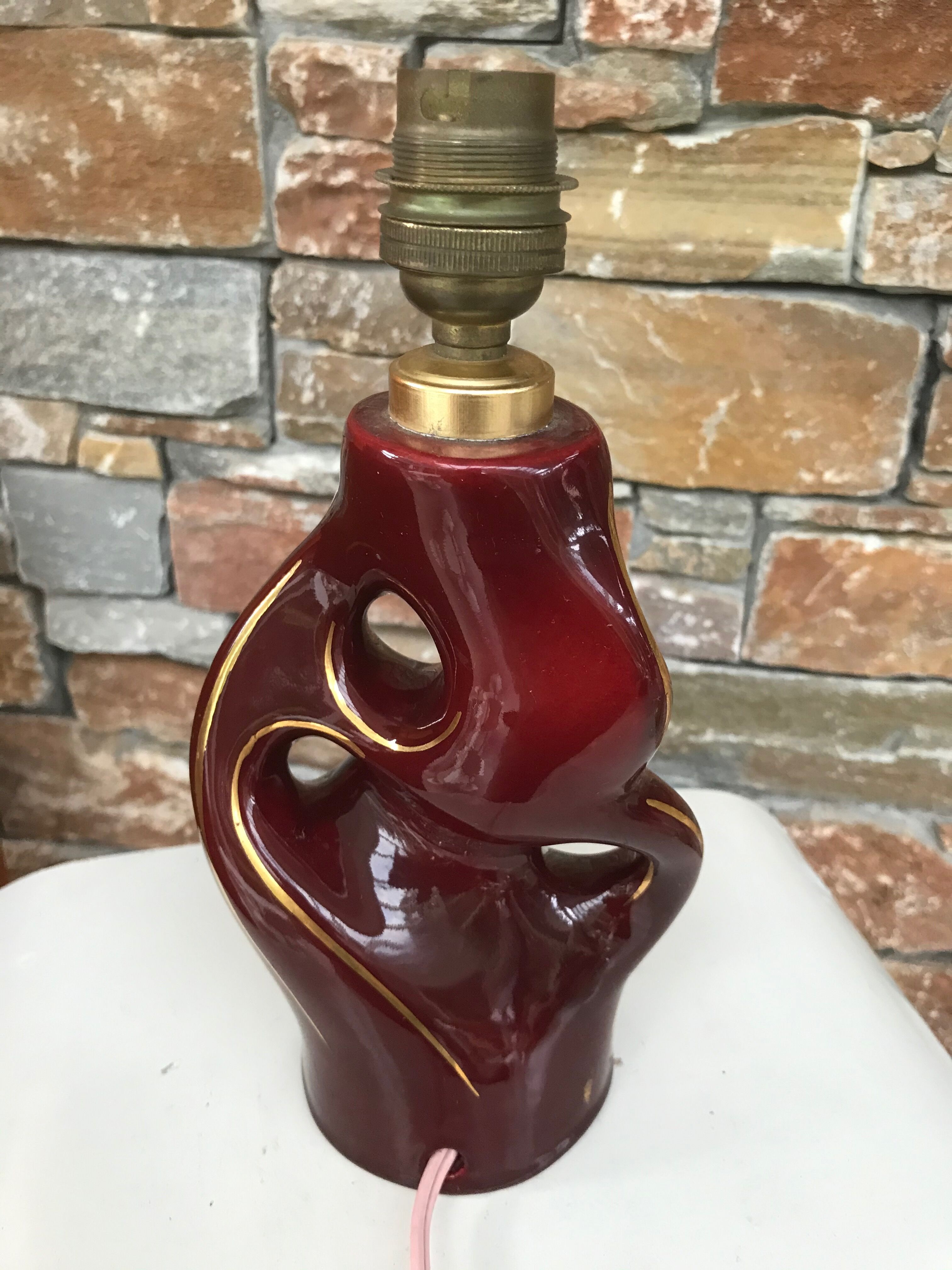 Former dark red ceramic lamp foot Year 50