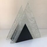 Lampe en métal et verre triangulaire design années 60
