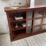 Mahogany sideboard with sliding glass doors