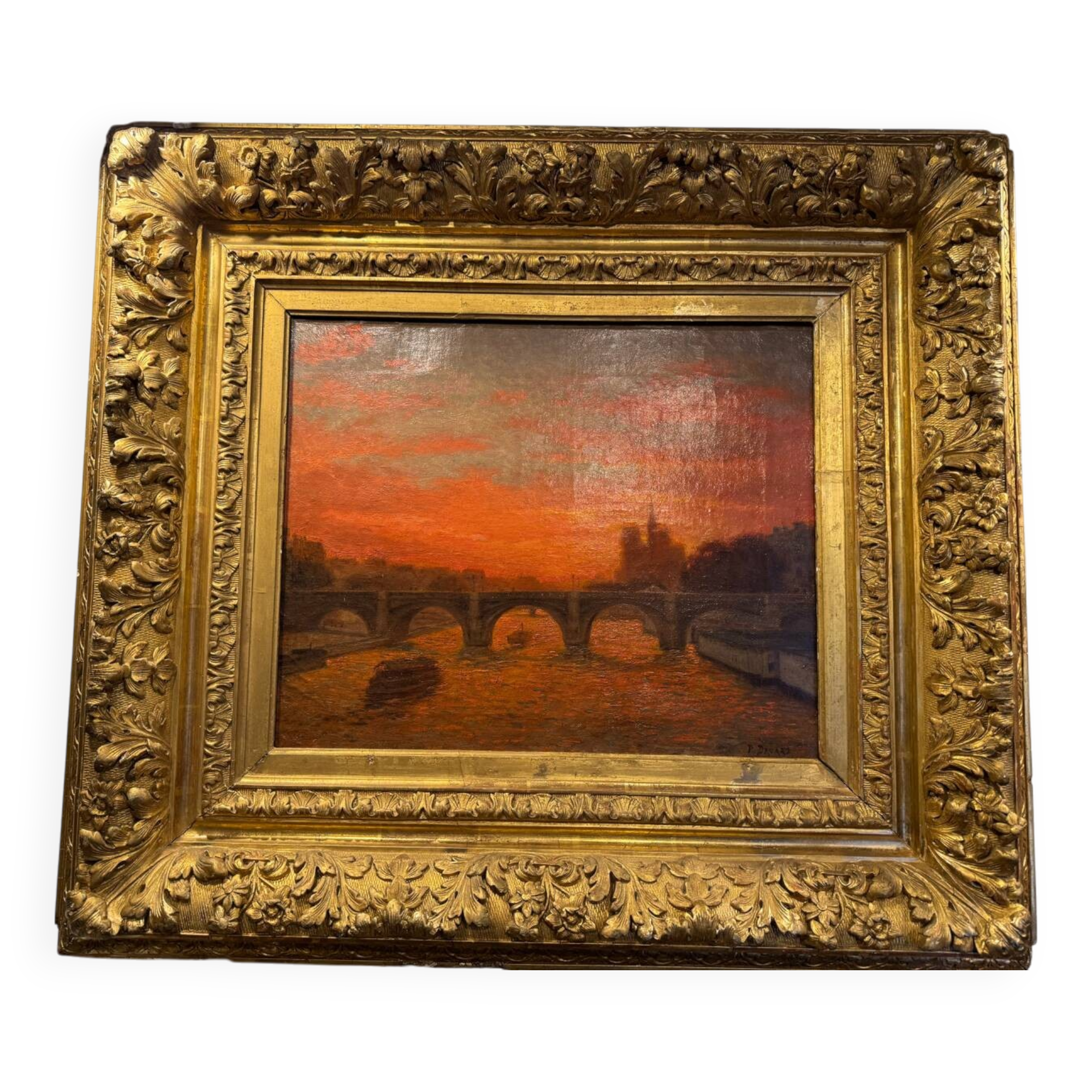 P. Druard: Sunset over Paris and Notre-Dame