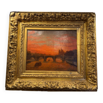 P. druard :coucher de soleil sur paris et notre-dame