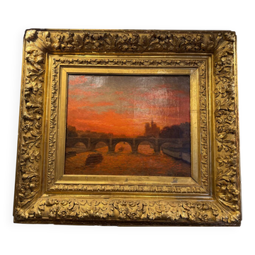 P. druard :coucher de soleil sur paris et notre-dame