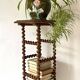 Side table, antique pedestal table in turned wood