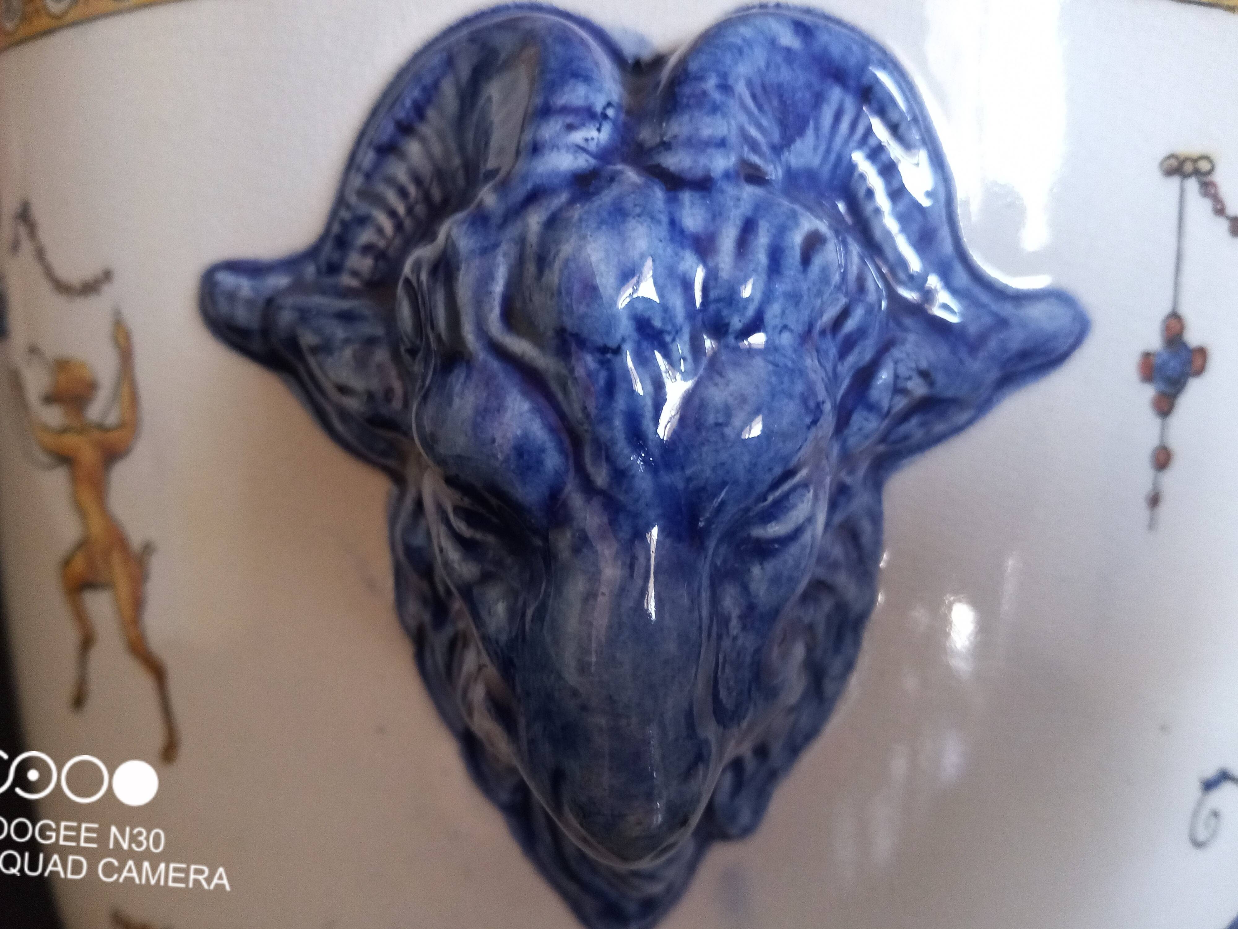 Renaissance Cache Pot in earthenware from Gien, year 1875