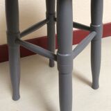 Grey stool black leatherette