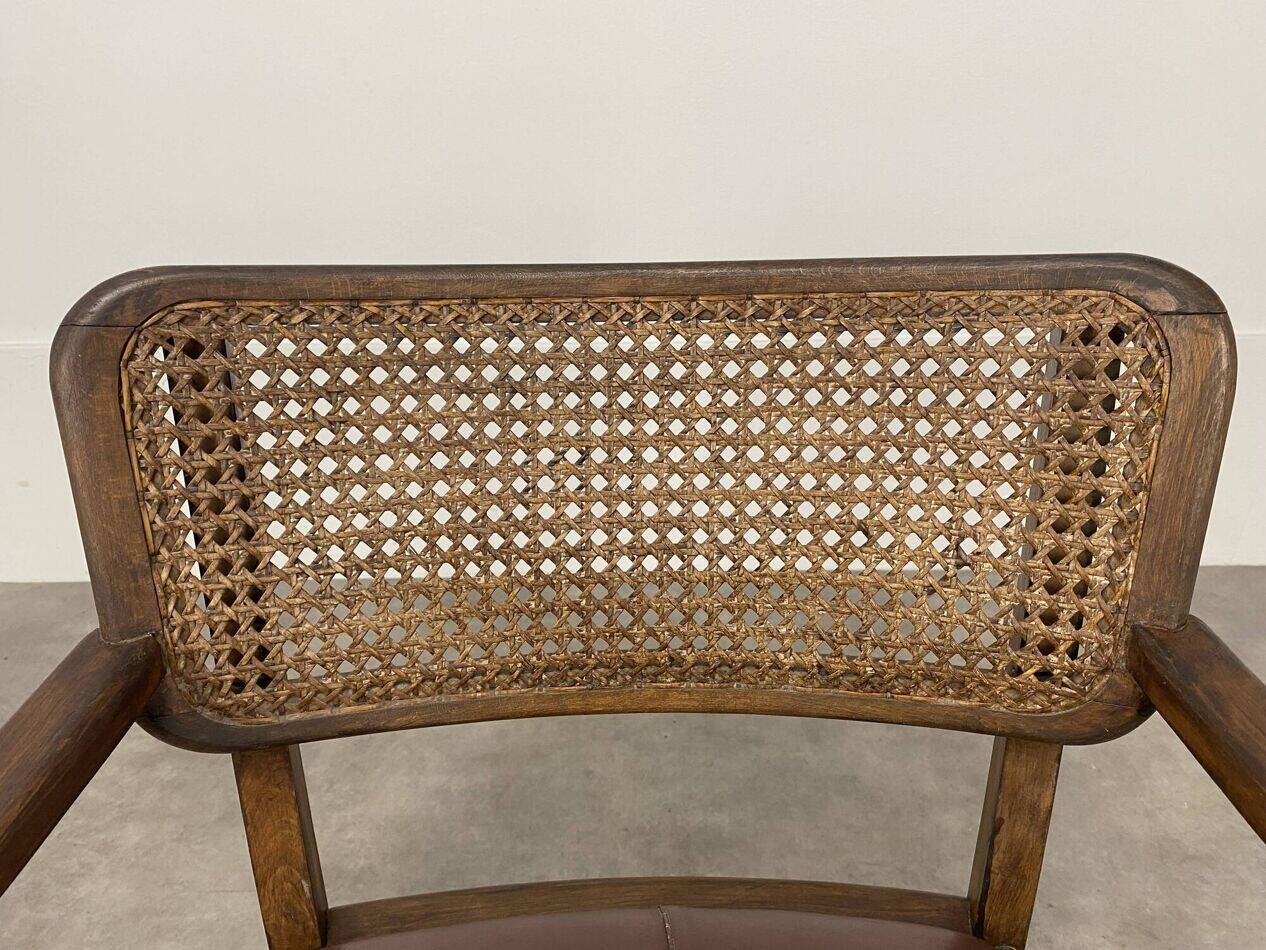 Office chair or bridge chair from the 1920s, wooden frame, backrest.
