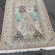 Tapis persan beige laine cachemire d'Inde fait main 127x190cm