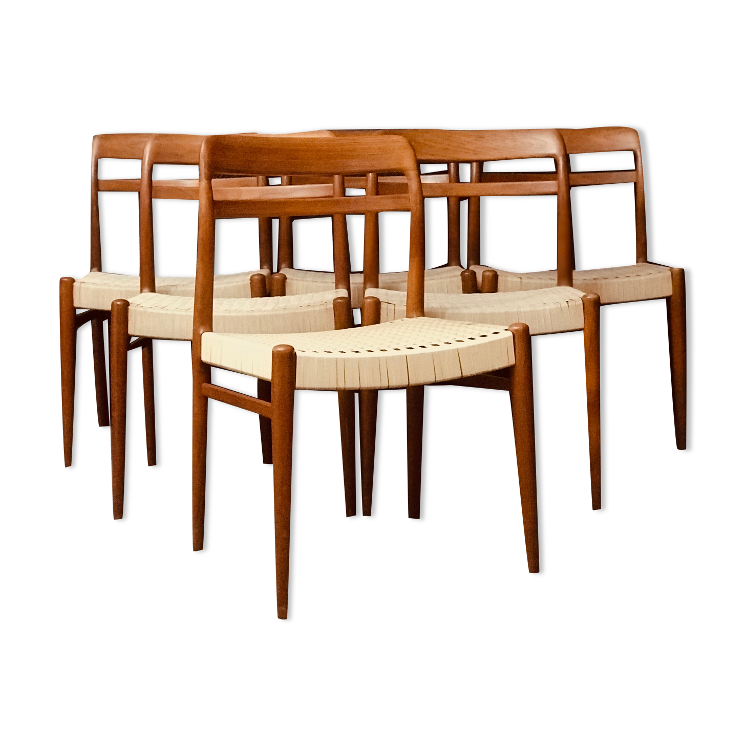 Set of 6 Norwegian Teak Dining Chairs by Alf Aarseth in teak.