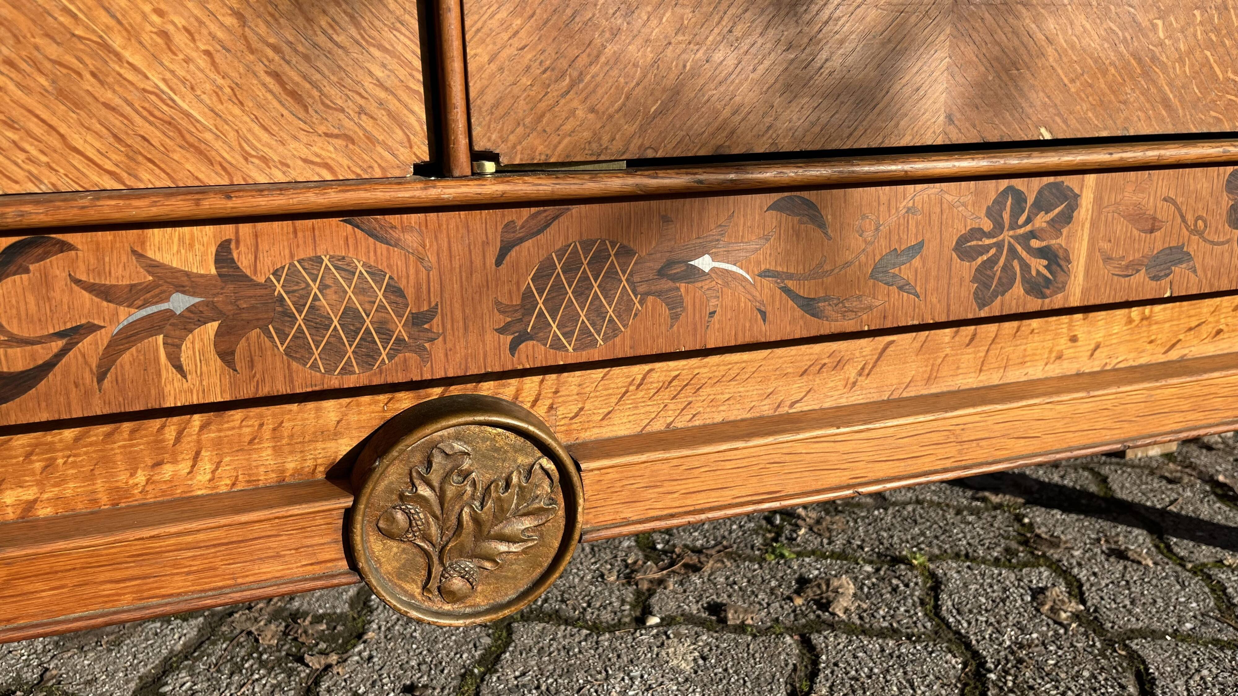 Oak and marquetry row 50s