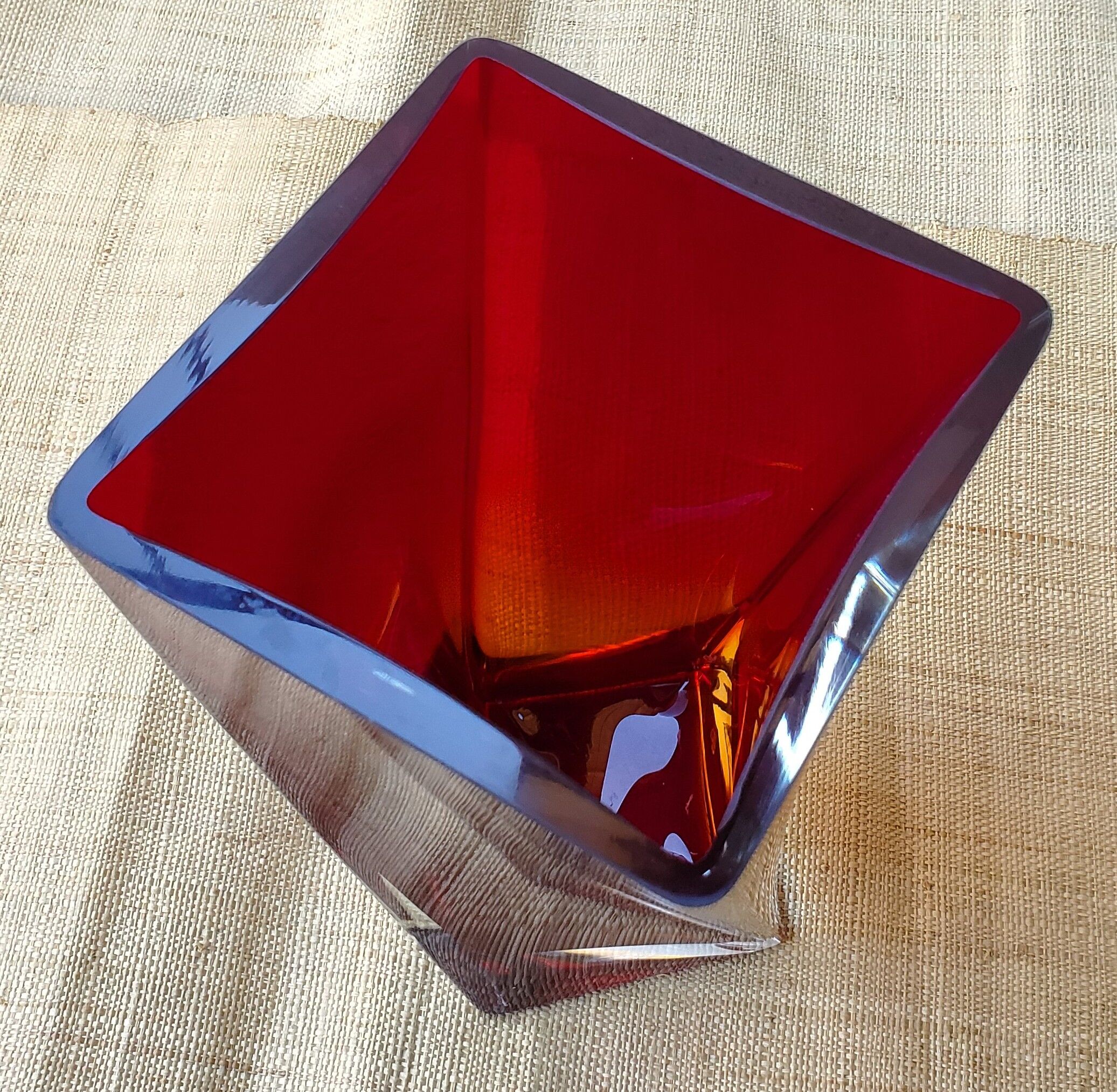 Red Murano glass vase