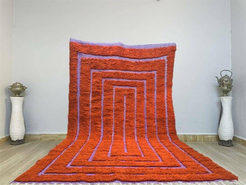 Traditional handmade pure wool Berber rug size 2/3 m