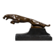 Large Art Deco bronze patinated Jaguar sculpture on an architectural base.