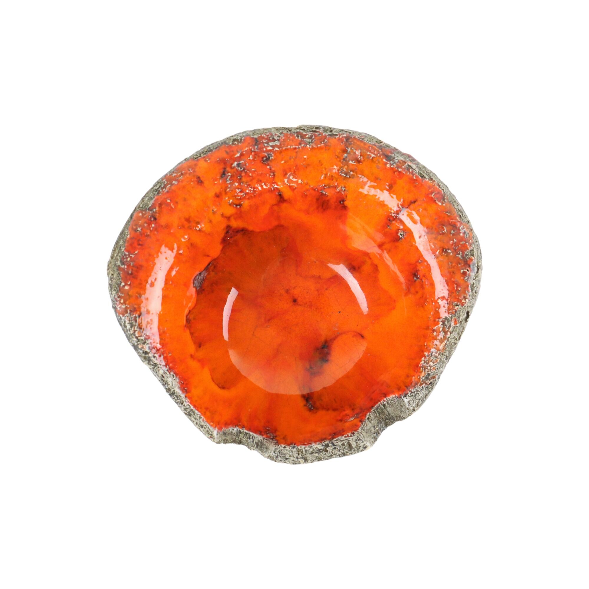 Jan Van Erp Earthenware Ashtray Vide Poche Orange Fat Lava 15cm