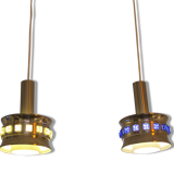 Pair of suspensions Space age around 1970 in Metal Chrome