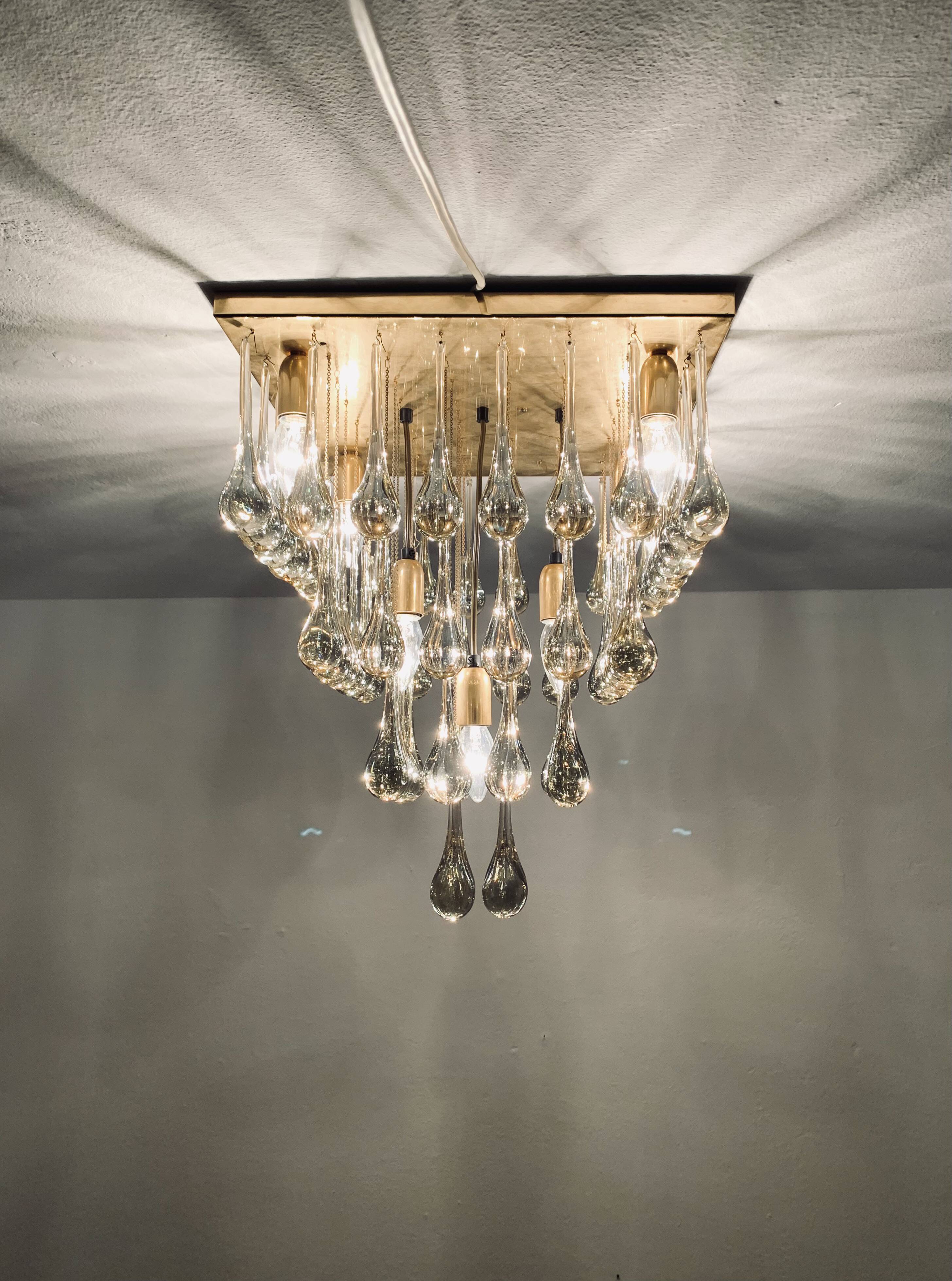 Glass Flush Chandelier by Ernest Palme