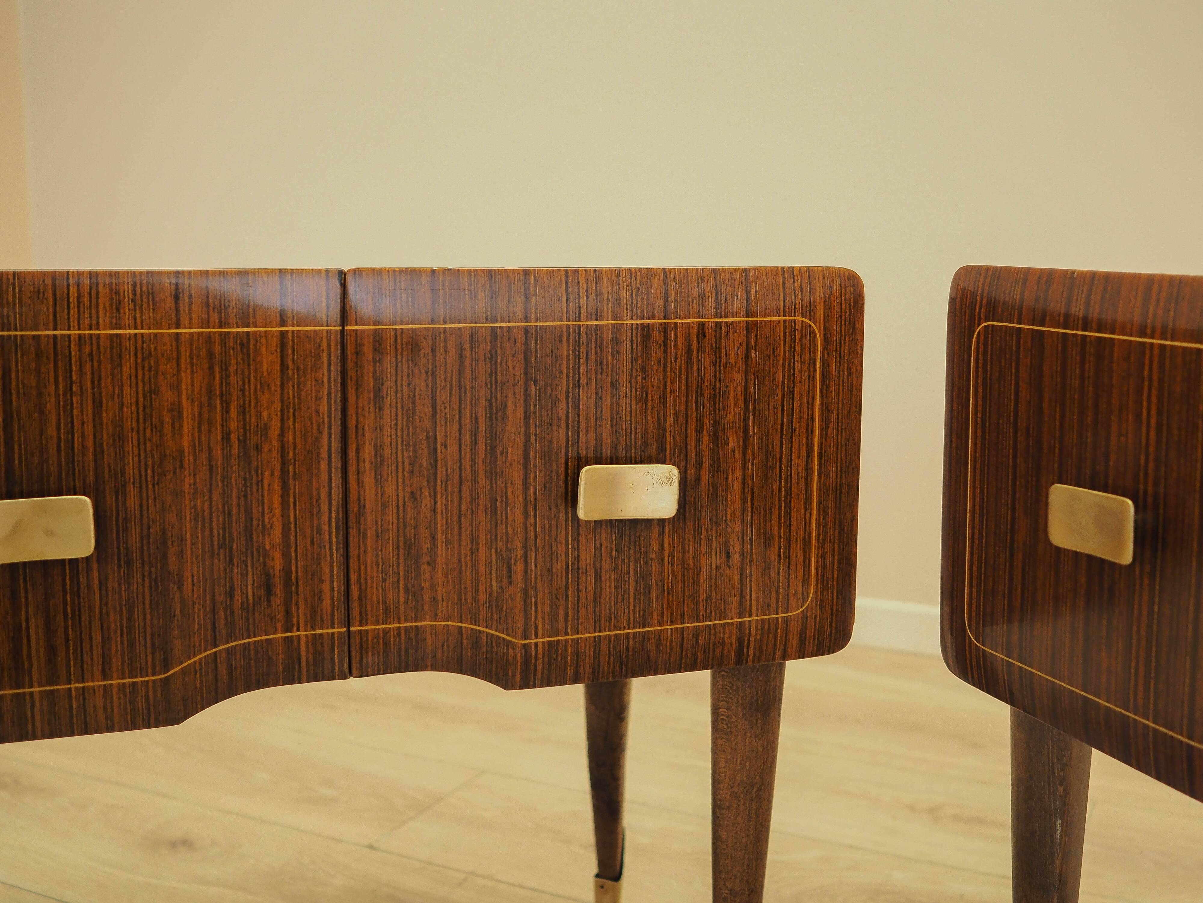 Two Bedside Cabinets, Mahogany Veneer, Italy, 1970s