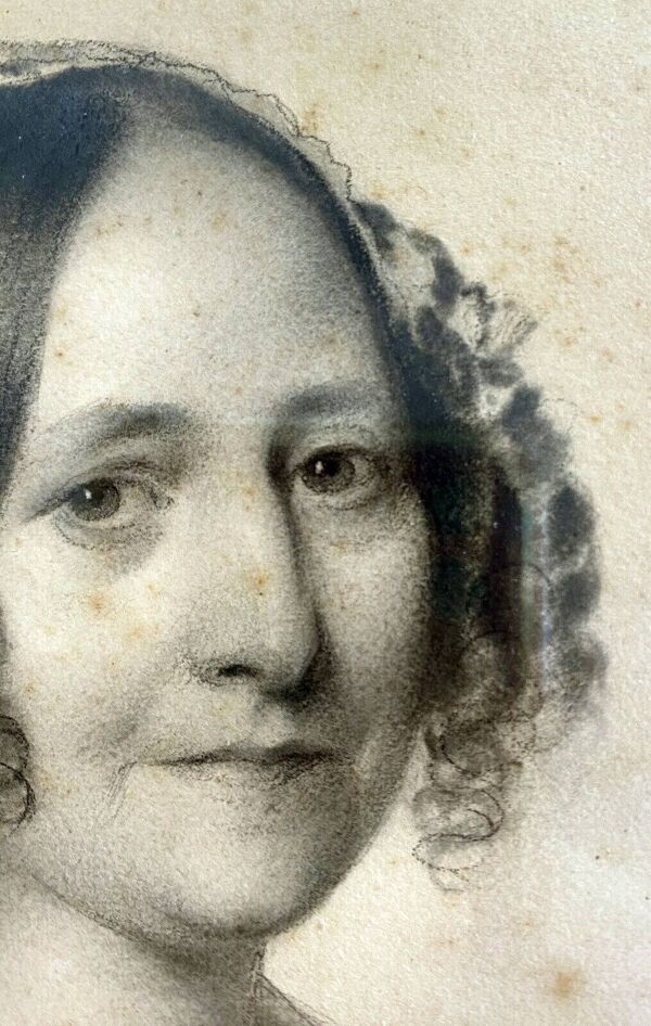 Tableau dessin ''portrait de femme'' 1845 par augustin-luc demoussy (1809-1880)