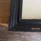 19th century blackened mirror with pitted glass 34cm x 40cm