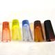 Set of 5 Art Deco 1920s shooter glasses in coloured and uranium glass - ouraline.