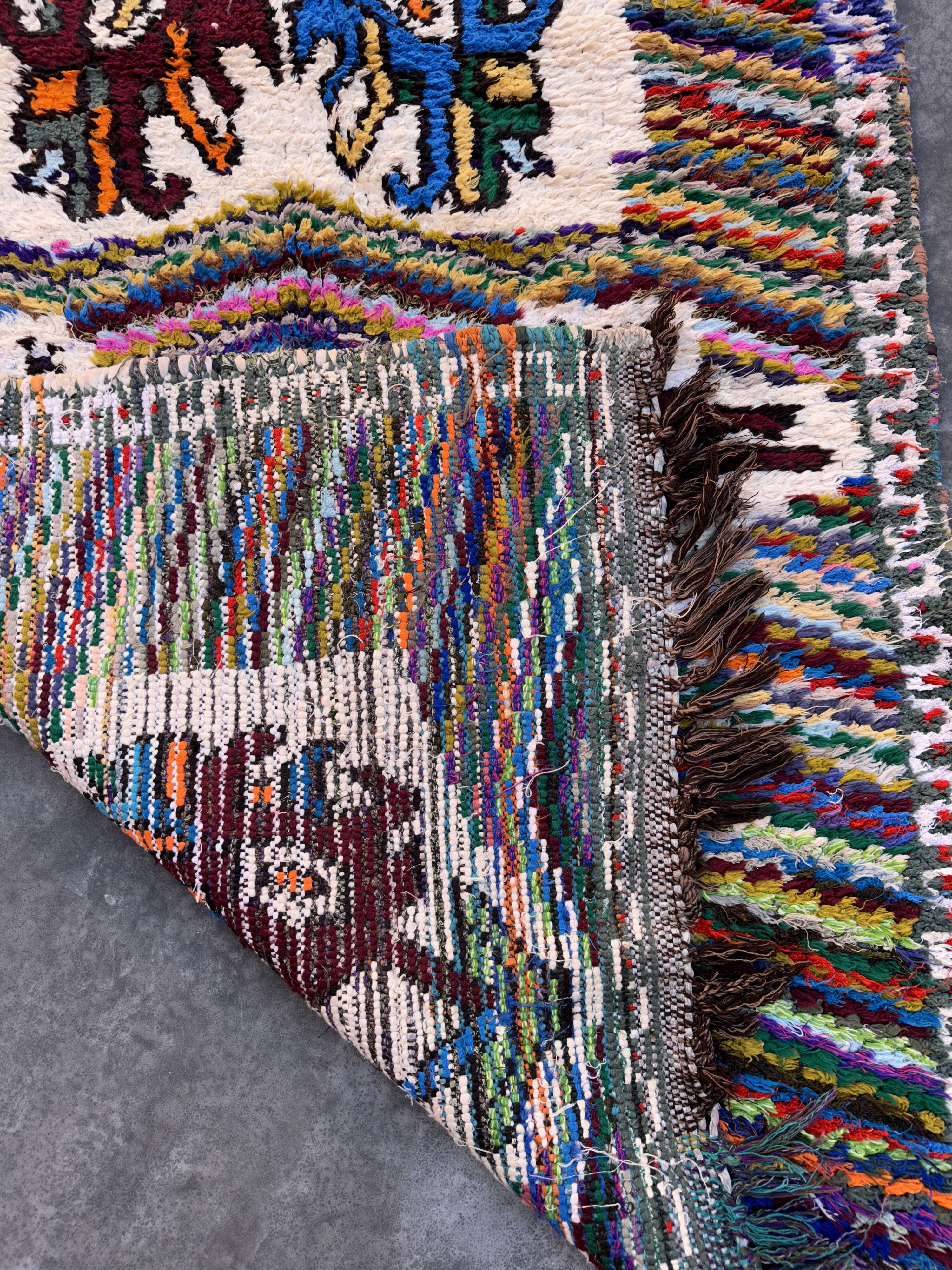 Colorful Boucherouite Azilal Moroccan rug - 97 x 184 cm